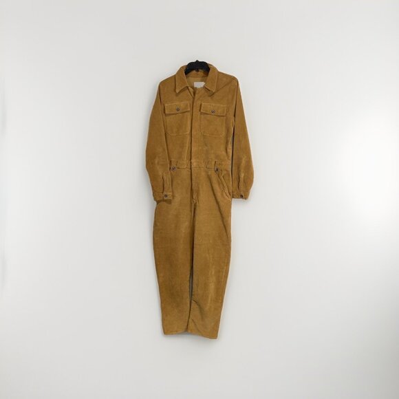 Frame Brown Corduroy Jumpsuit Sz L Teddy Bear Brown Classic Quiet Lux Statement - Picture 3 of 7